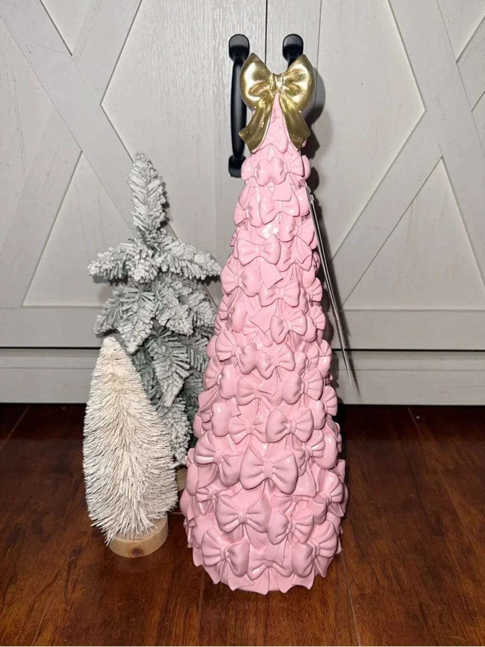 Cupcakes & Cashmere Pink Bow Christmas Tree with Gold Bow Topper
